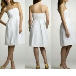 J.Crew Dresses White Embossed Cotton Lorelei Strapless Lined Sun Dress Size 2